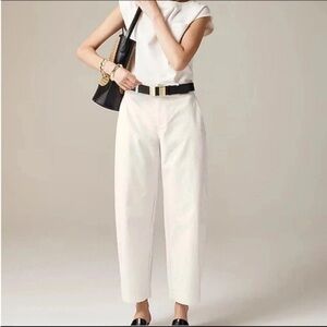J Crew Barrel-leg pant in‎ cotton blend Size 31 Ivory White